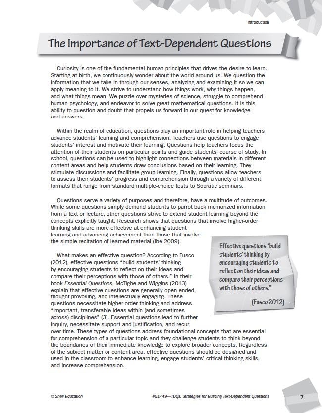 TDQs: Strategies for Building Text-Dependent Questions (Professional Resources) - Image 6