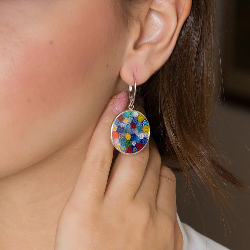 Venetiaurum - Orecchini Murrine per Donna in Vetro Originale di Murano e argento 925 - Gioiello Made in Italy certificato