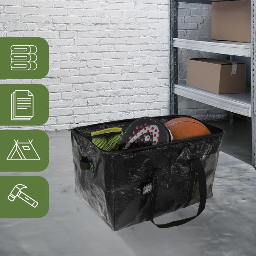 Pack and Move - Zestaw 10 worków do przechowywania, 55 x 35 x 30 cm, solidne uchwyty, do przeprowadzki i transportu, bardzo wytrzymałe, wielokrotnego użytku, 55 l