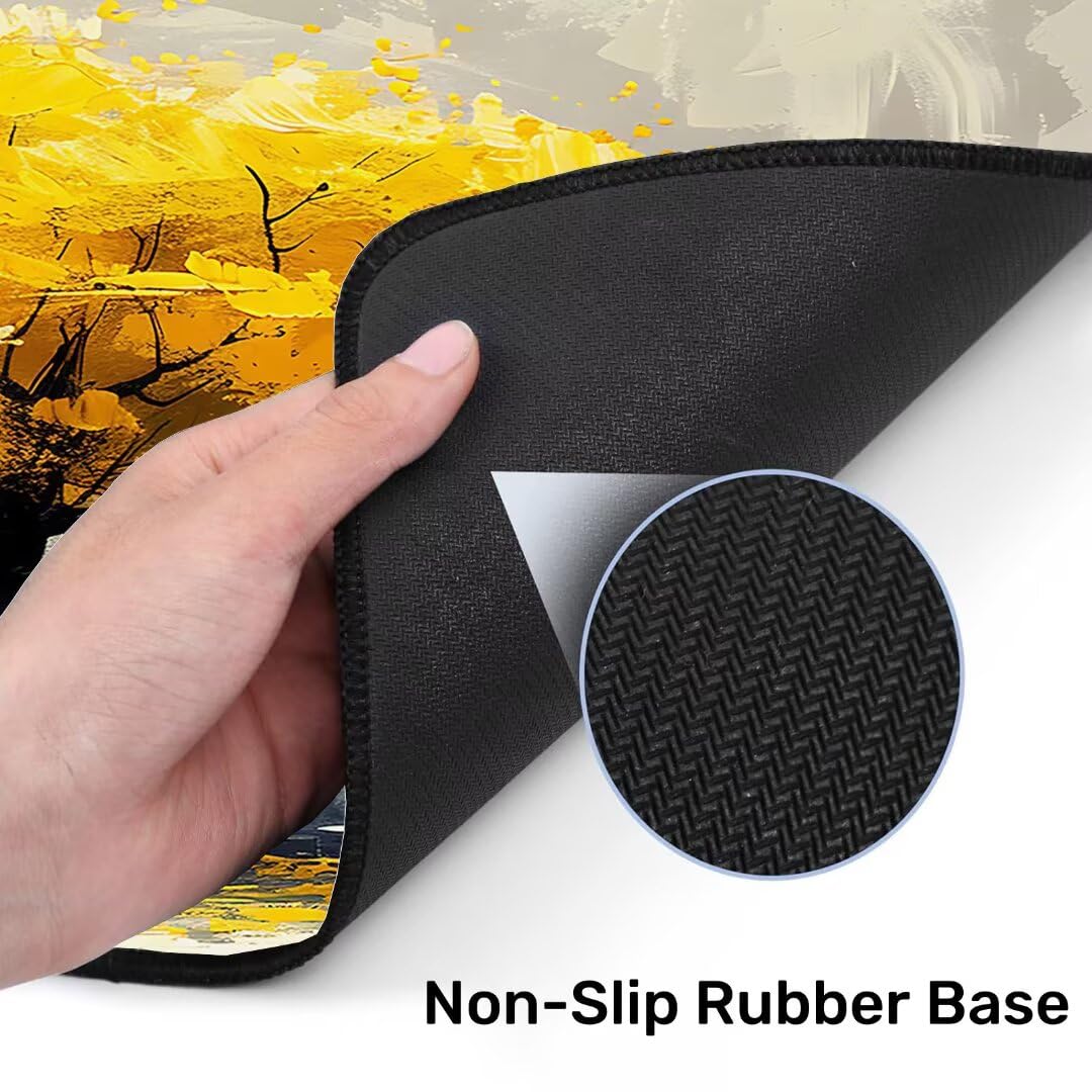Alfombrilla Ratón Gaming, 1500x600x4 mm Alfombrilla Ratón XXL Oro, Impermeable Alfombrilla Escritorio con Tela de Micro Tejido Superior, Base Antideslizante, Mouse Pad Grande para Juegos (Árbol) F-2