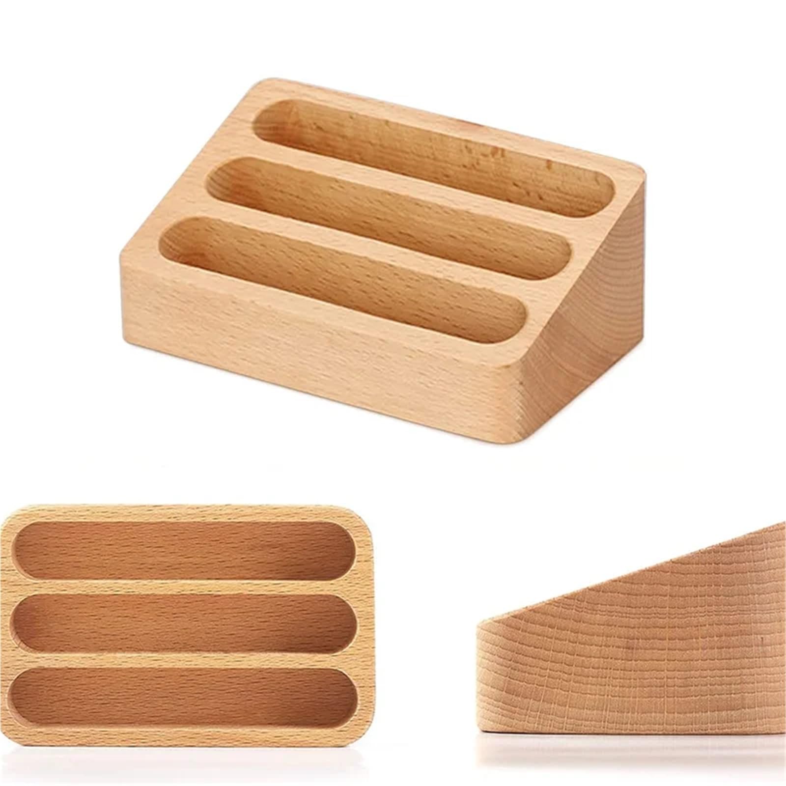 Tarjetero de madera Caja de madera for tarjetas visita, escritorio creativo gran capacidad, soporte frontal for exhibición y almacenamiento, 1 Uds