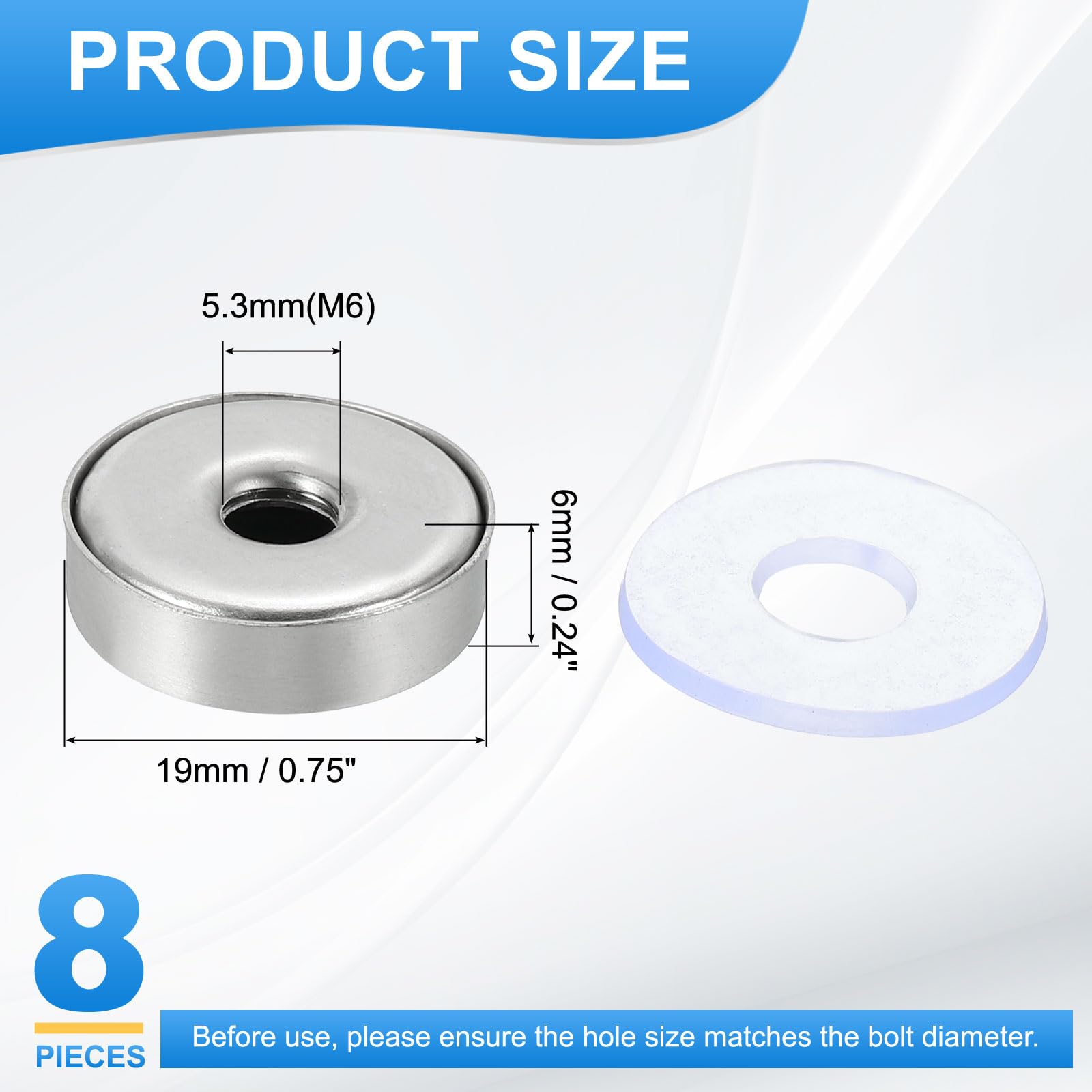 QUARKZMAN 8 Pezzi Custodie Viti Distanziali, 0.75" Diam Acciaio Inoss Accessori Viti Vetro Con 8 Guarnizioni Gomma Per Cornici Acriliche Collegamento E Fissaggio, Finitura Spazzolata Argento