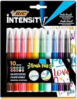 Caneta Hidrográfica BIC Intensity Brush Pens, Ponta Pincel, Traço Fino ou Grosso, pacote com 10 unidades