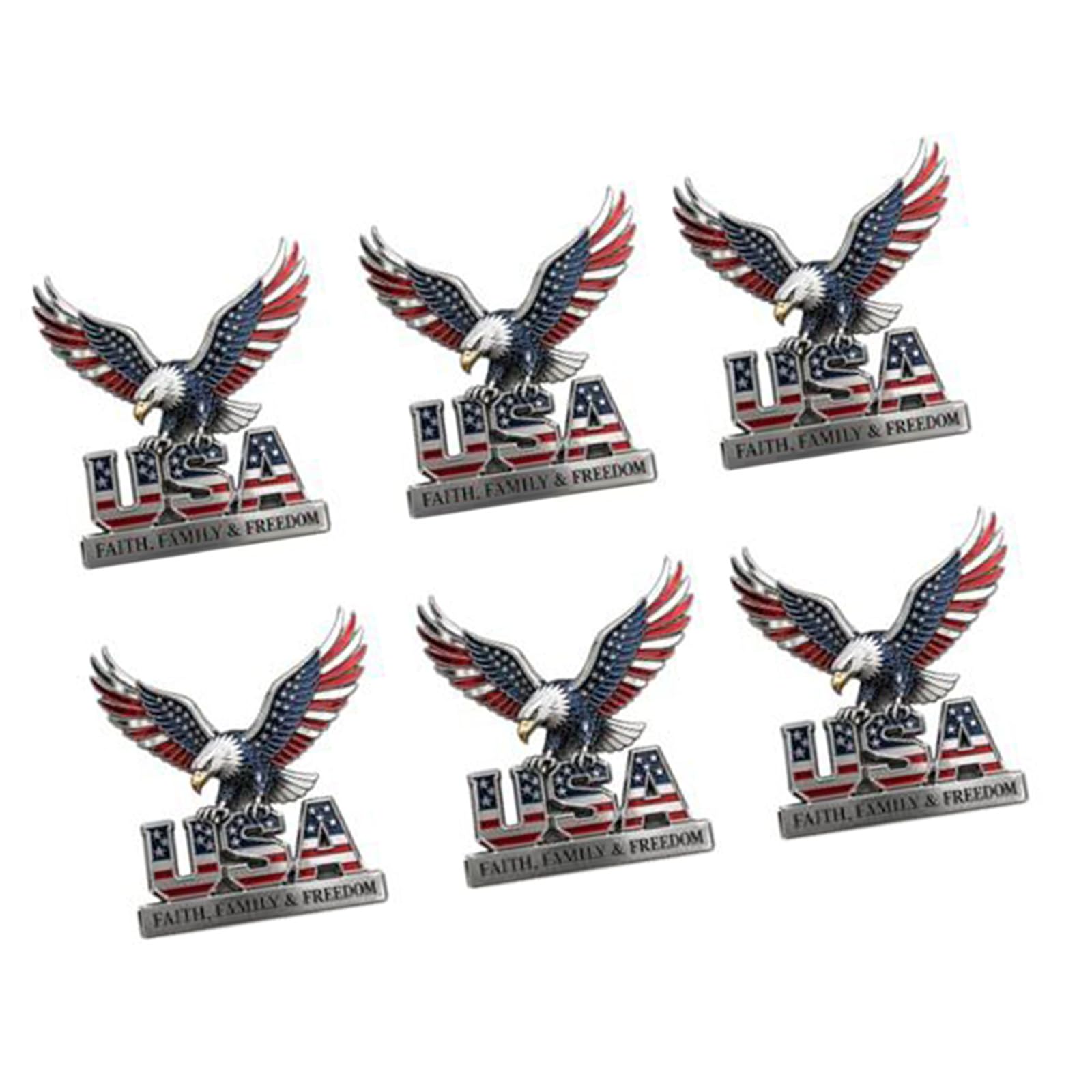 Shntig K6 Metal Memorial Badge With Commemorative Theme, Silver Tone Outline And Red White Blue Fill For Decorative Display Use Commemorative Metal Badge Flag Inspired Accent Patriotic Vehicle Decor Area