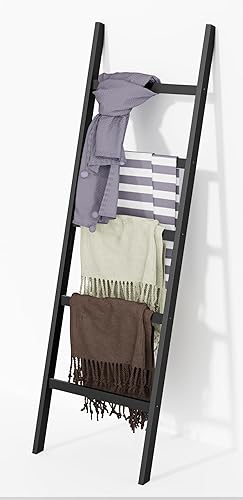 Miniatura 10 de WTZ Escalera para mantas, toallero de 5 capas, soporte para manta con construcción antideslizante, decoración del hogar, manta decorativa, edredón,