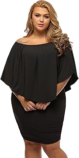 Women's Sexy Off Shoulder Ruffles Multiple Dressing Layered Plus Size Mini Dress - Buy now