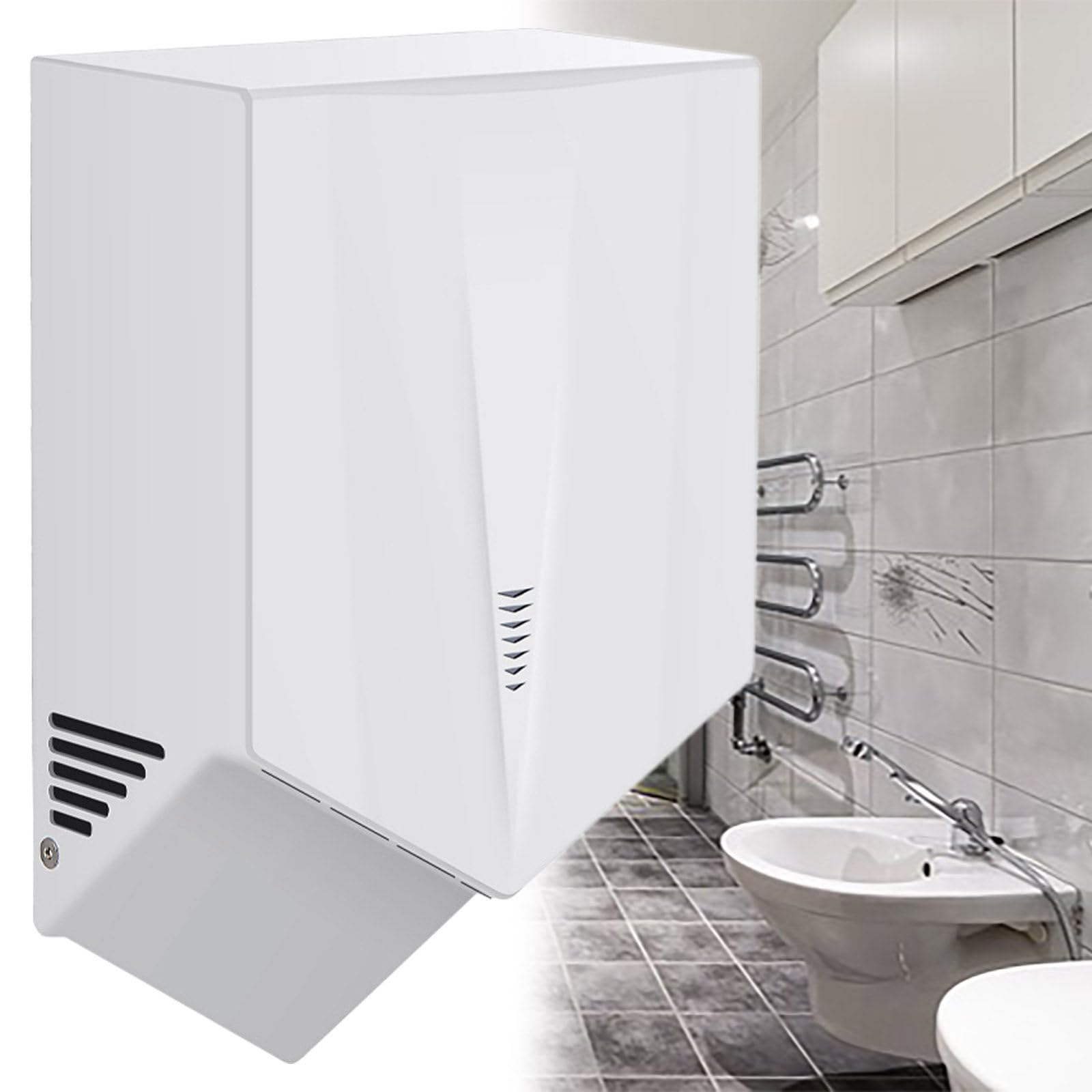 Secador de Manos Comercial, Secador de Manos de Alta Velocidad, para Baños, Uso Comercial o Doméstico, Secador de Manos Eléctrico con Filtro de Aire,White