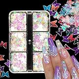 6 Grids Holographic Nail Art Glitter Sequins Laser Heart Star Butterfly Design Glitter Flakes Nail S