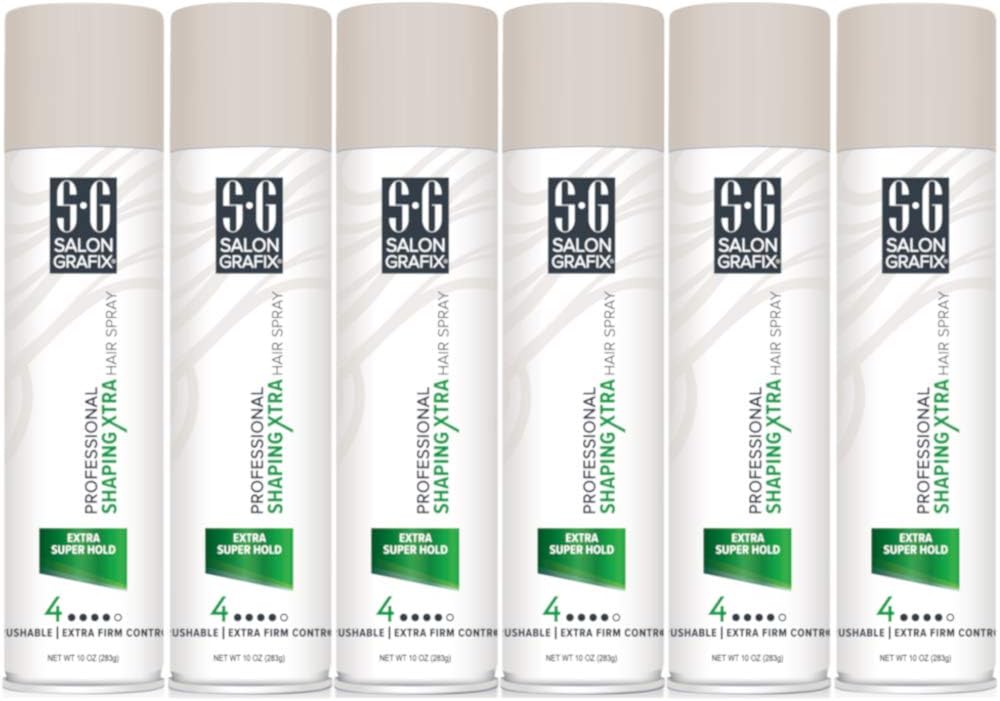 Salon Grafix Profession Shaping Hairspray, Extra Super Hold 4, 10 Oz (Pack of 6)