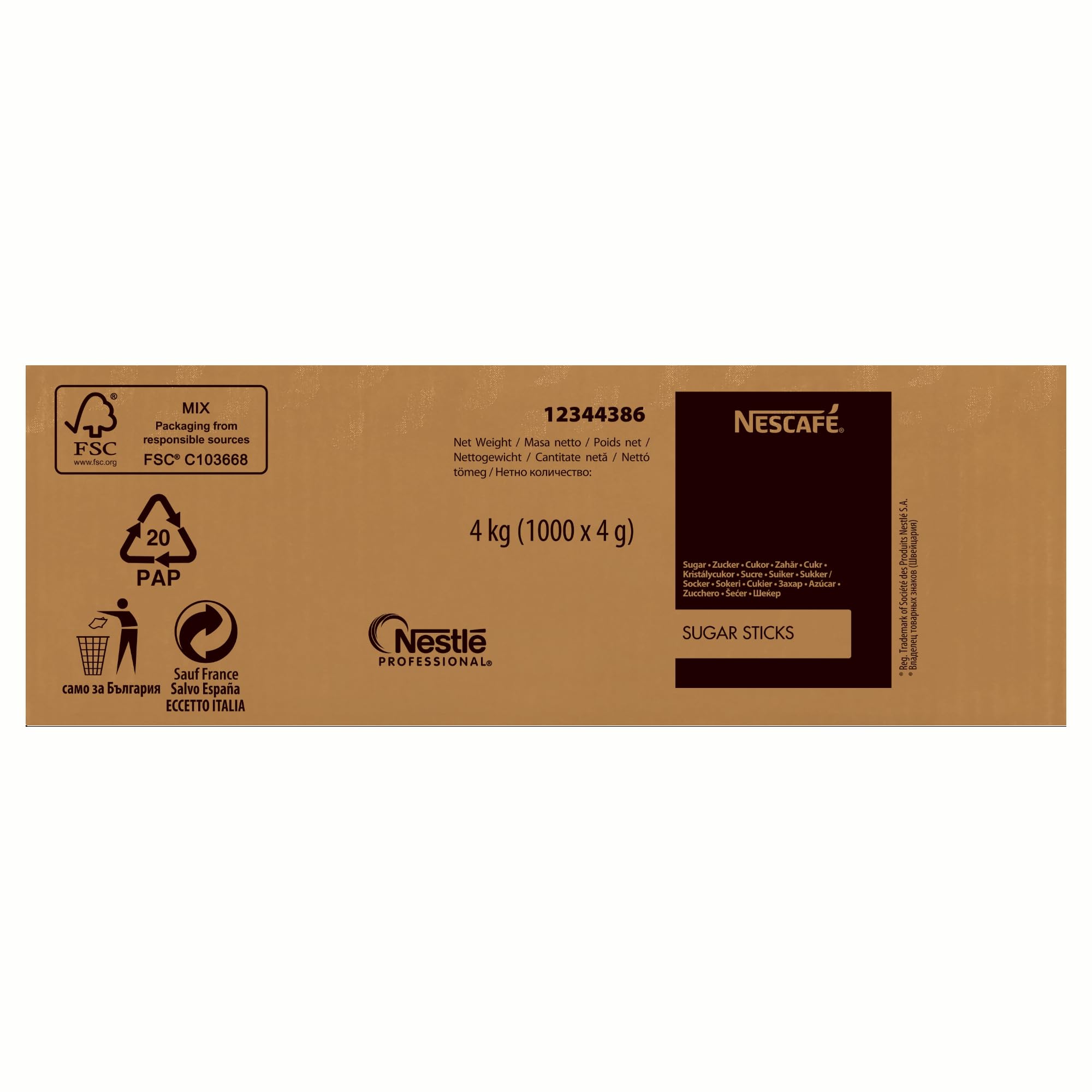 NESCAFÉ Zucchero Bianco, 1000 Bustine da 4g (4kg)