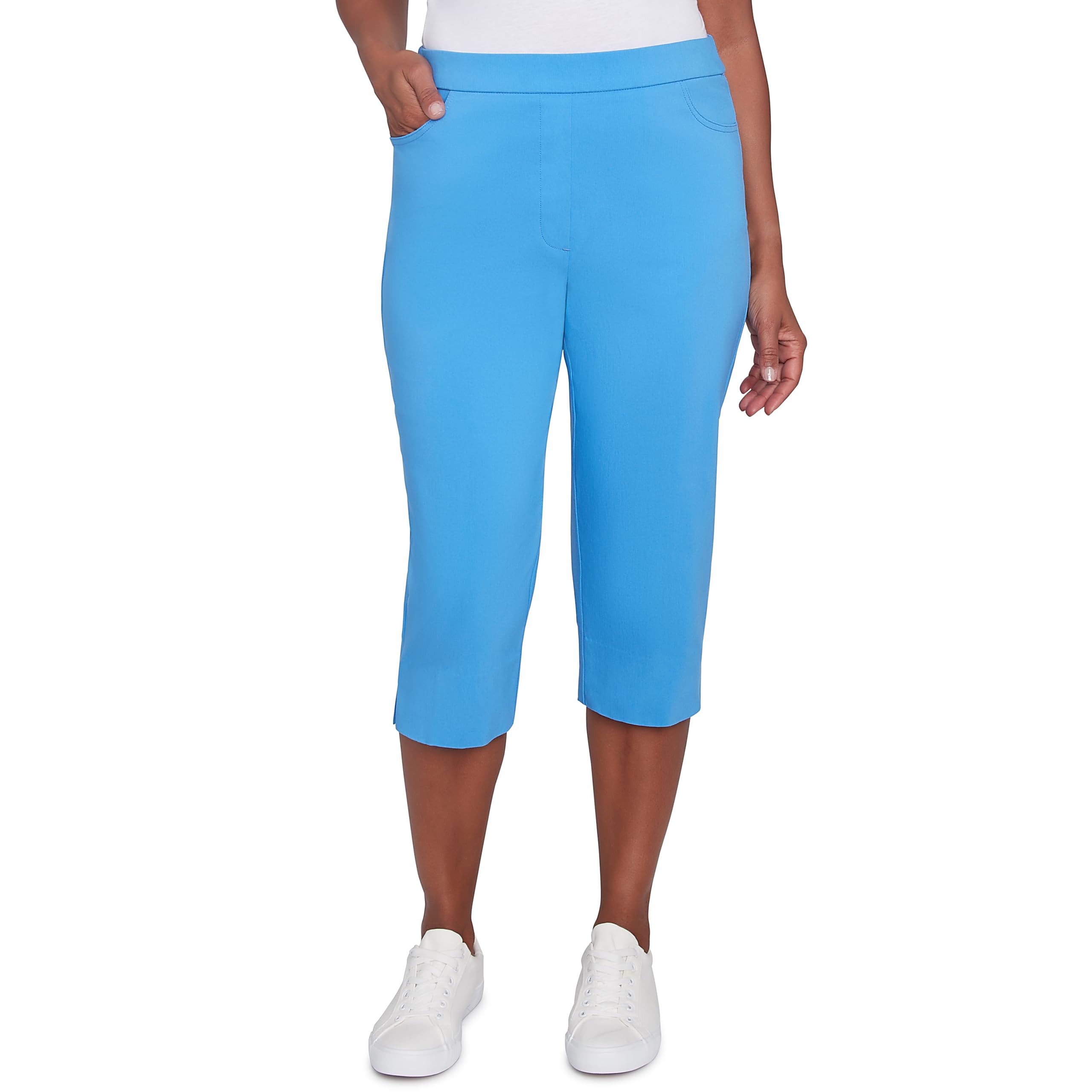Alfred Dunner Womens Flat Front Allure Classic Clamdigger Pant Size Aqua