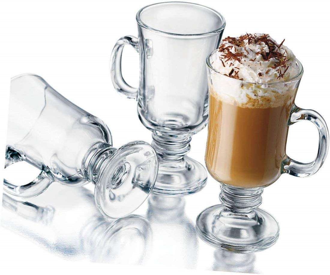 Saaikee Irish Glass Tea & Coffee Mugs with Handle for Juice Milkshake Ice-Cream Multipurpose Use (280 ML) Set of 4 2