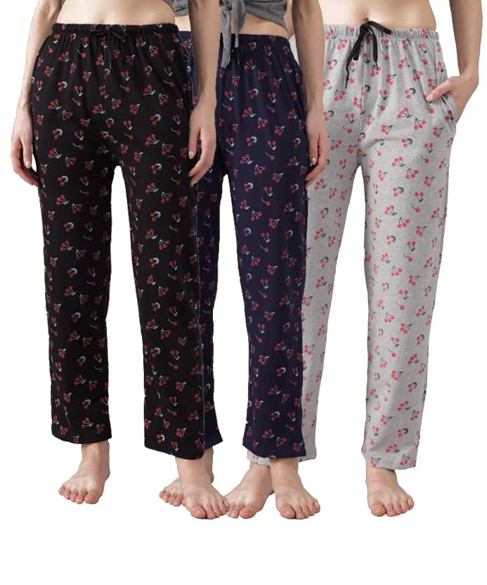 Women's Cotton All Over Printed Pyjama/Track Pants - (Set of 3)-picture-18