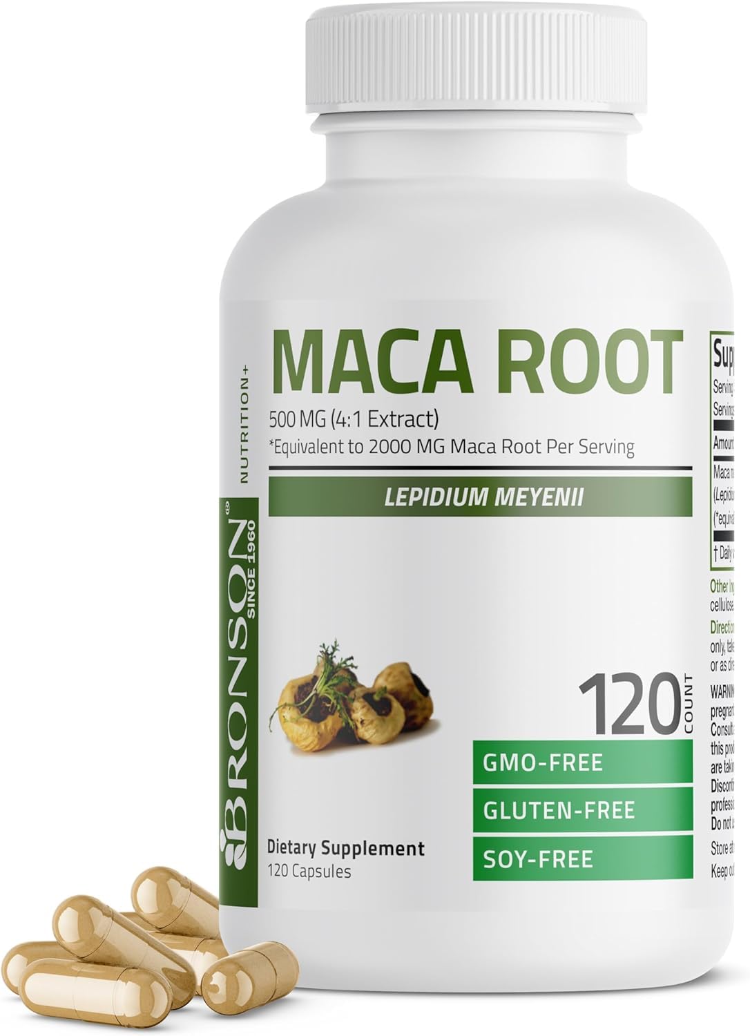 Maca Root (from 500mg 4:1 Extract Equivalent to 2000mg per Serving), Lepidium Meyenii - Non-GMO, 120 Vegetarian Capsules