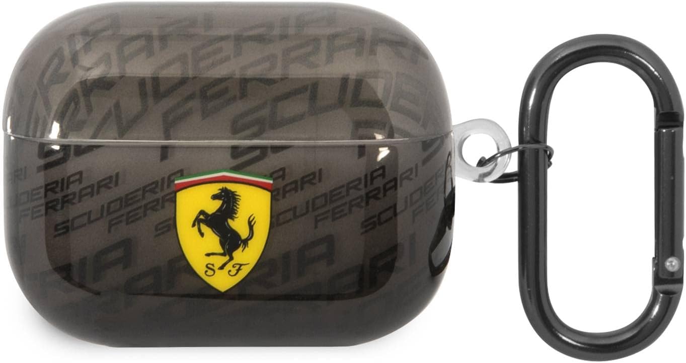 CG MOBILEFerrari Case With Scuderia Ferrari Pattern Design Case, Shockproof Case Portable & Protective with Shock and Scratch Protection, Compatible with Airpods 1/2 - Black