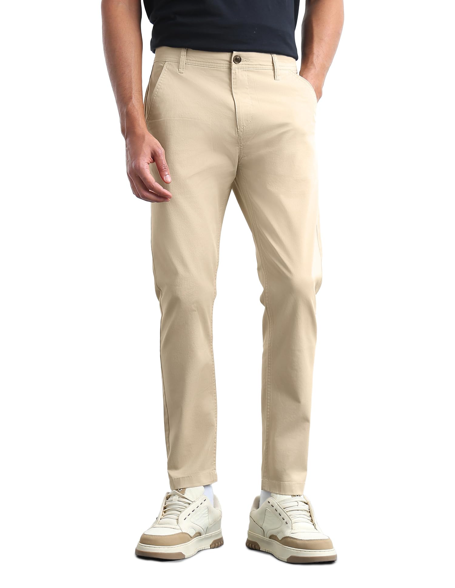 flying machine Men's Slim Tapered Fit Trousers| Solid | Mid Rise-picture-27