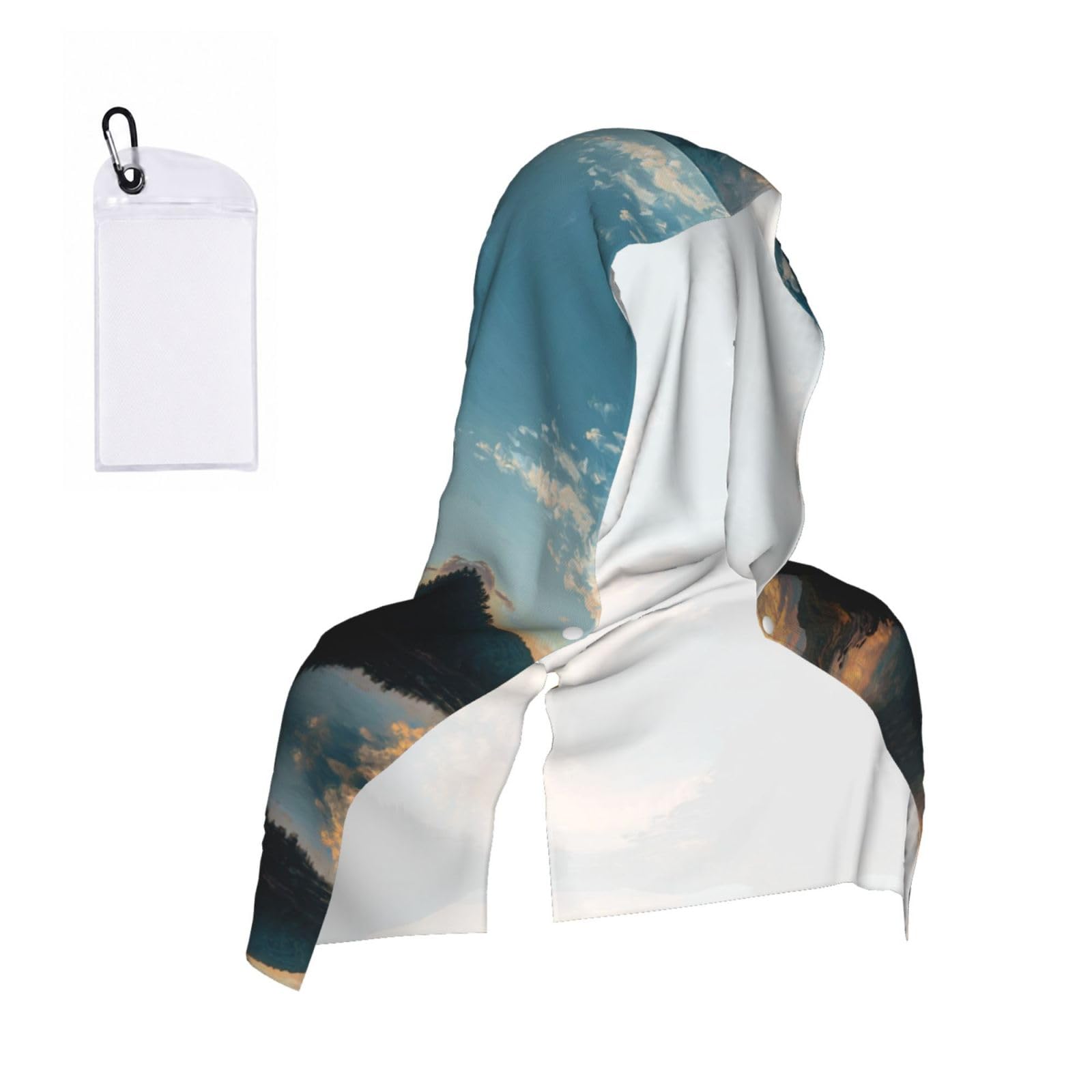 EZDLOWVBA River Print 2 Pack Cooling Hoodie Towels,Sports Headscarf, Neck Wrap Scarf,Breathable Cooling Towel For Neck And Face, Travel, Swimming, Training