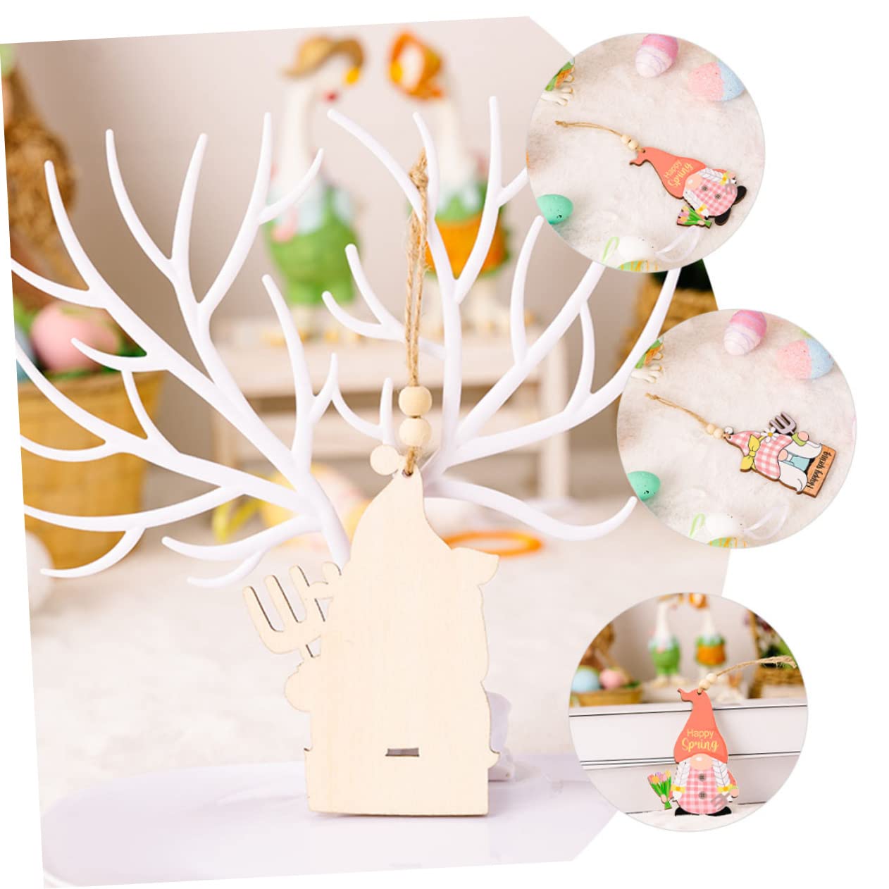 Ciieeo 4 Sätze Gesichtsloser Puppenanhänger Ostern Anhänger Geschenkidee Ostern Willkommensschild Für Die Haustür Osterbaum Osterszene Holzdekoration Holzschild-Ornament 5 Stück * 4