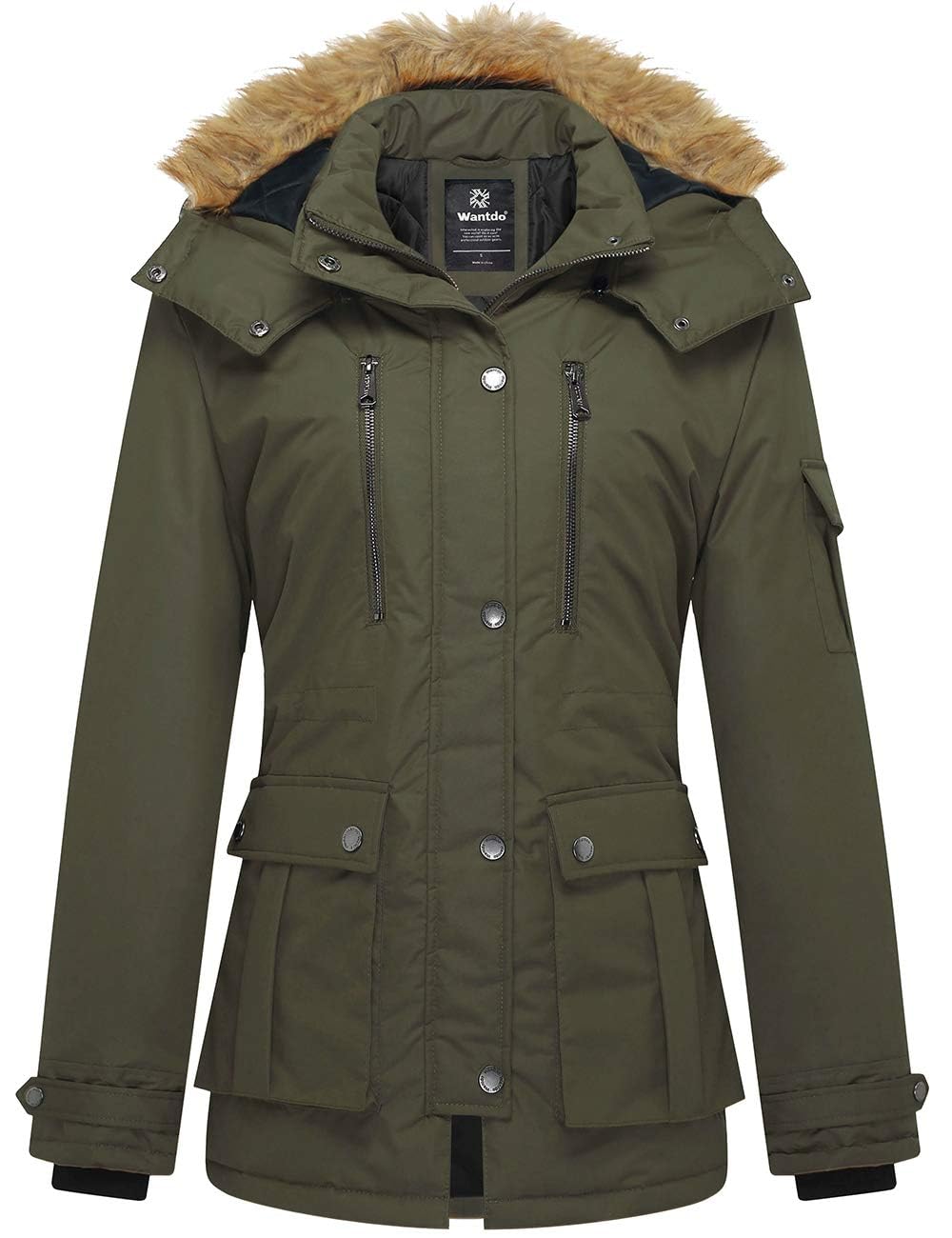 Wantdo Giacca Caldo Invernale Antivento Cappotto con Cappuccio Rimovibile in Pelliccia Parka Slim Fit Giubbotto Idrorepellente Outdoor Donna