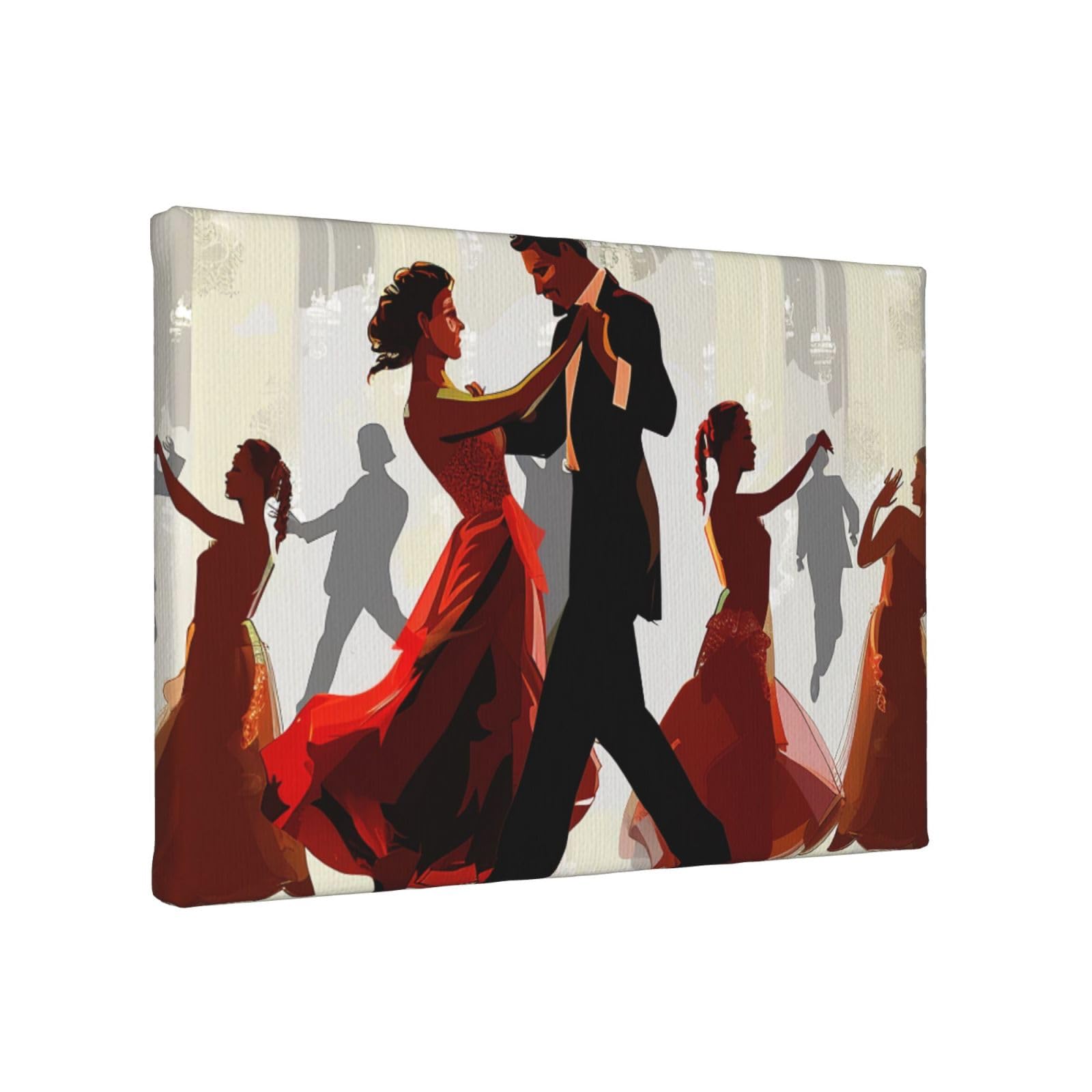 YKLJG Ballroom Dance Printed Wall Art Canvas Painting 30x20 CM Wooden Framed Picture Painting Artwork Prints for Bedroom Kitchen Home Office Decor