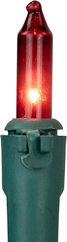 Miniatura 4 de Juego de 100 mini luces navideñas rojas y transparentes, cable verde de 20.25 pies