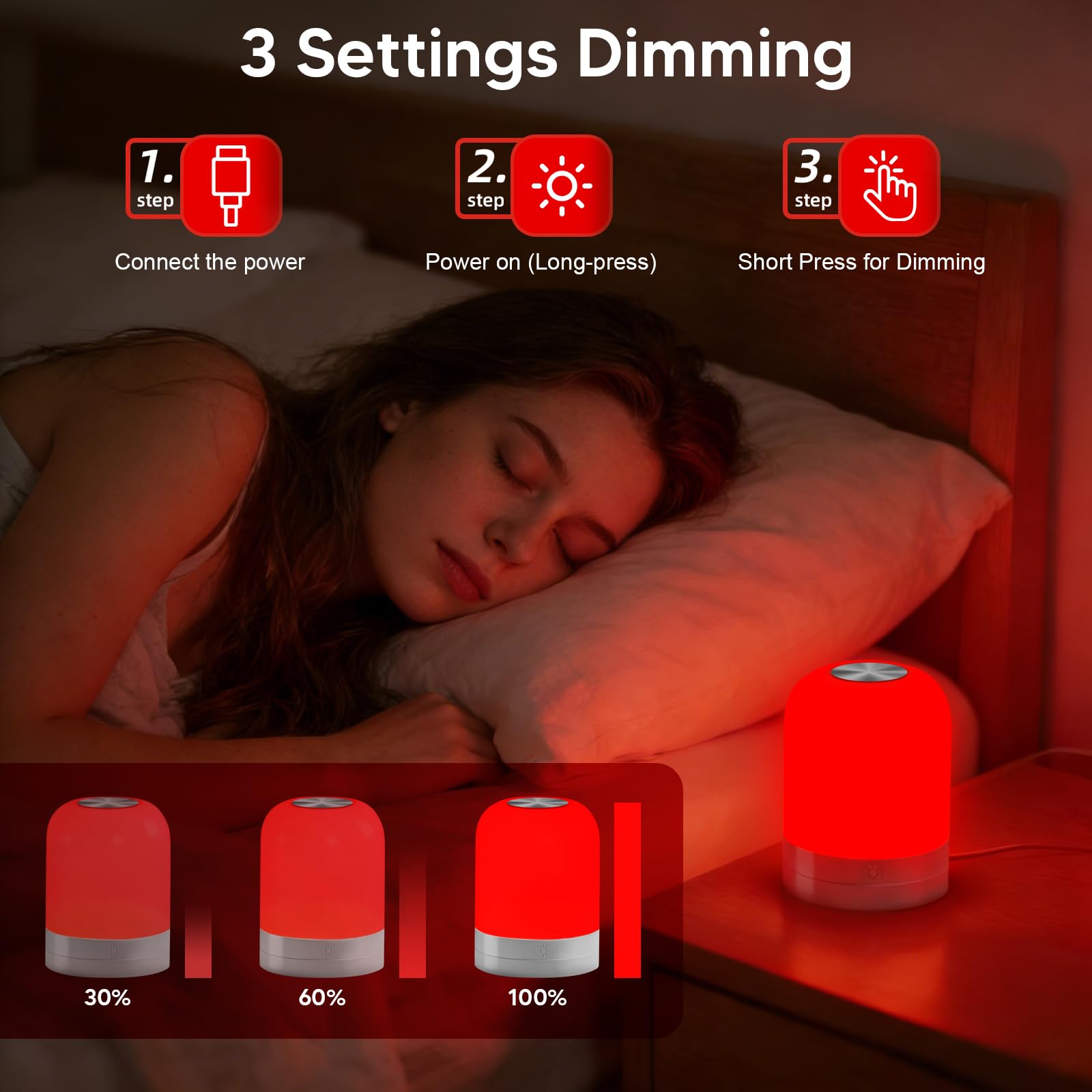 Fewczzc Red Light for Sleep 670nm Sleep Aid Lamp Blue Light