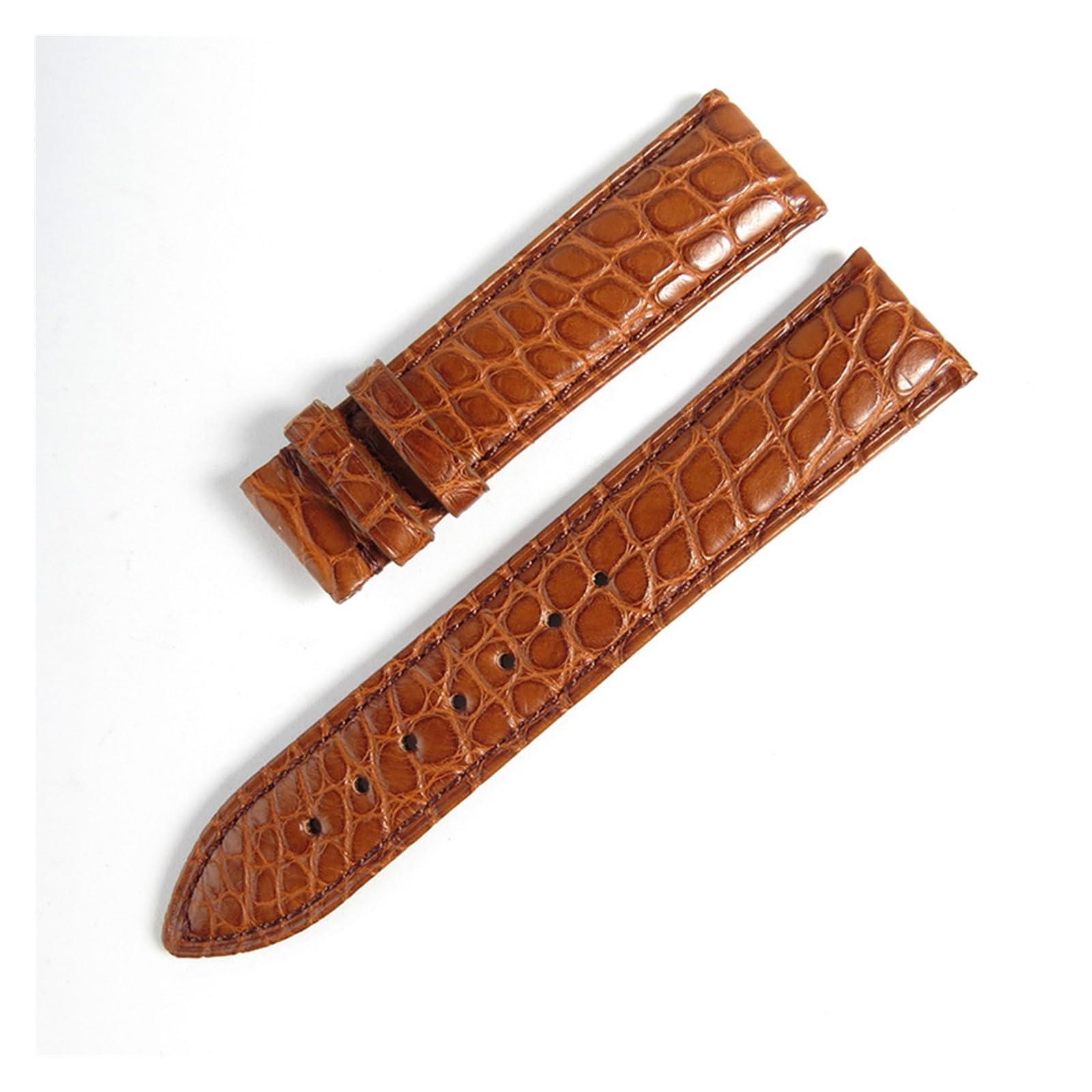 INEOUT Bracelet De Montre En Cuir De Crocodile Double Face 18mm 19mm 20mm 21mm 22mm 23mm 24mm Bracelets De Montre En Alligator De Luxe(Light Brown Strap,24mm,Rose Gold Buckle)