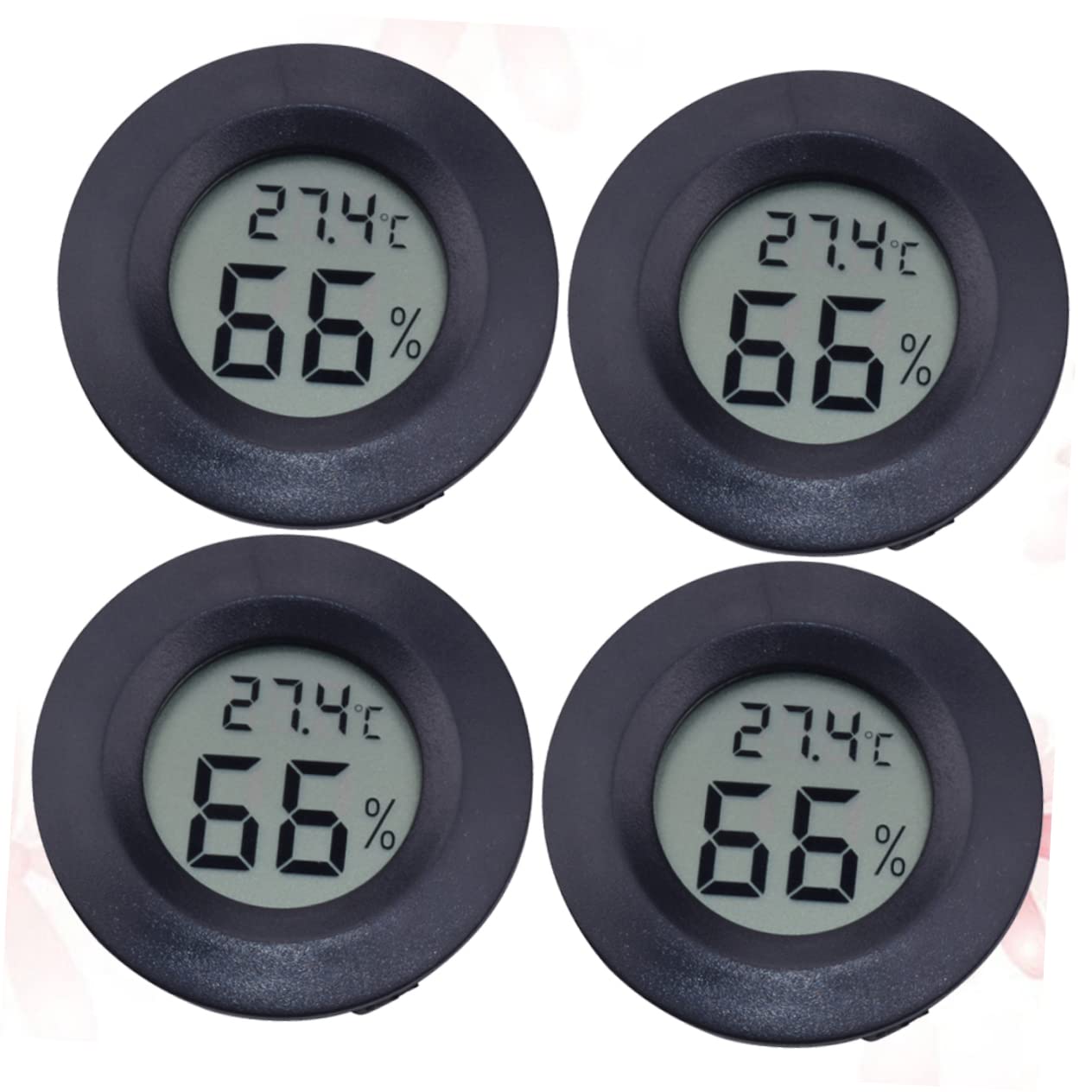 HEMOTON 3 Set Termometro Indice di umidità per I Rettili Accessori per Rettili Vivaio Casa Contatore di Temperatura Digitale Igrometro per Serra Black 4 Pezzi*3