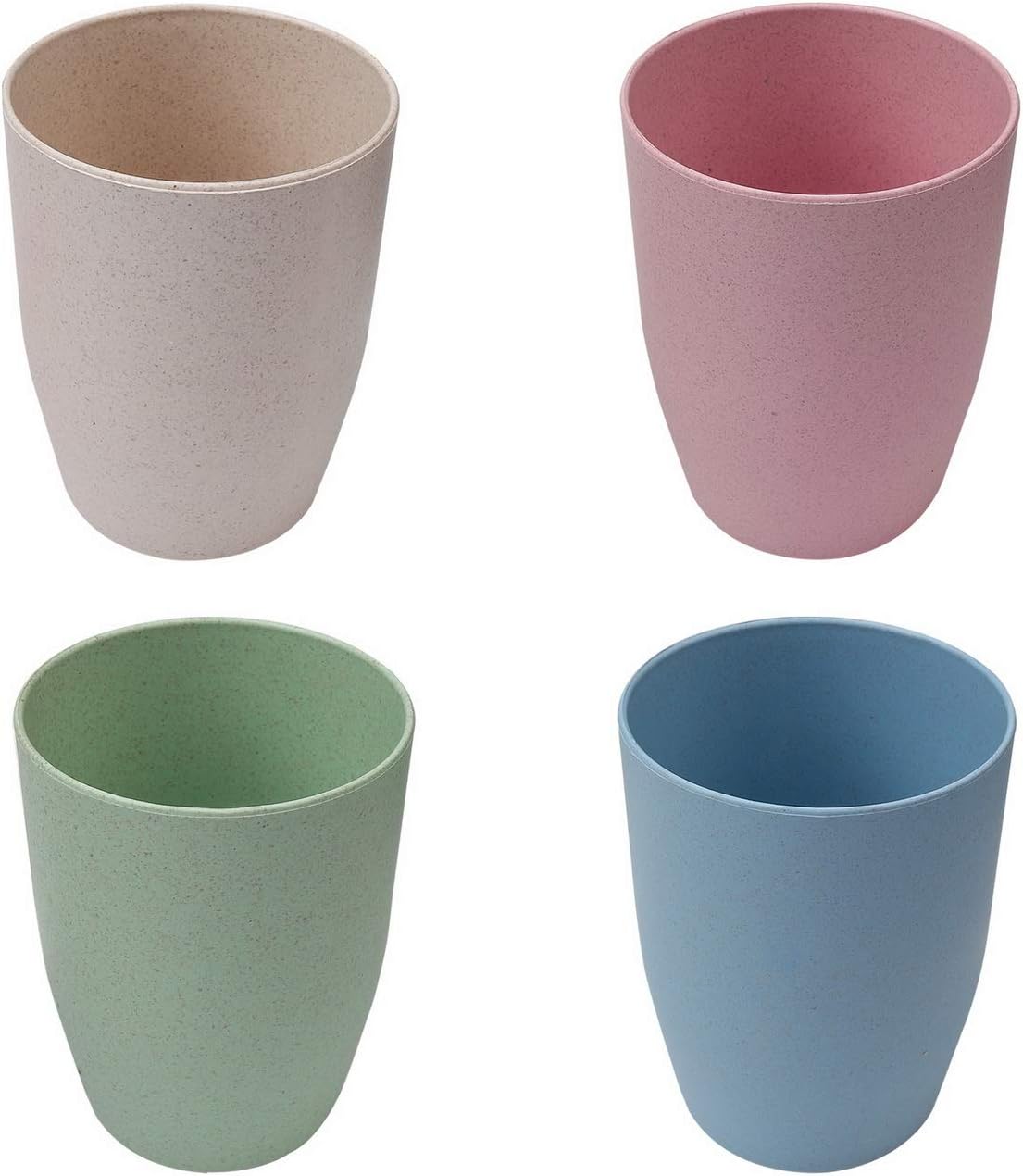 kuou 4 Pcs Unbreakable Reusable Wheat Straw Cup, Healthy Drinking Cup Multicolored Toothbrush Mug for Kids Adult,Dishwasher Safe(350ml)