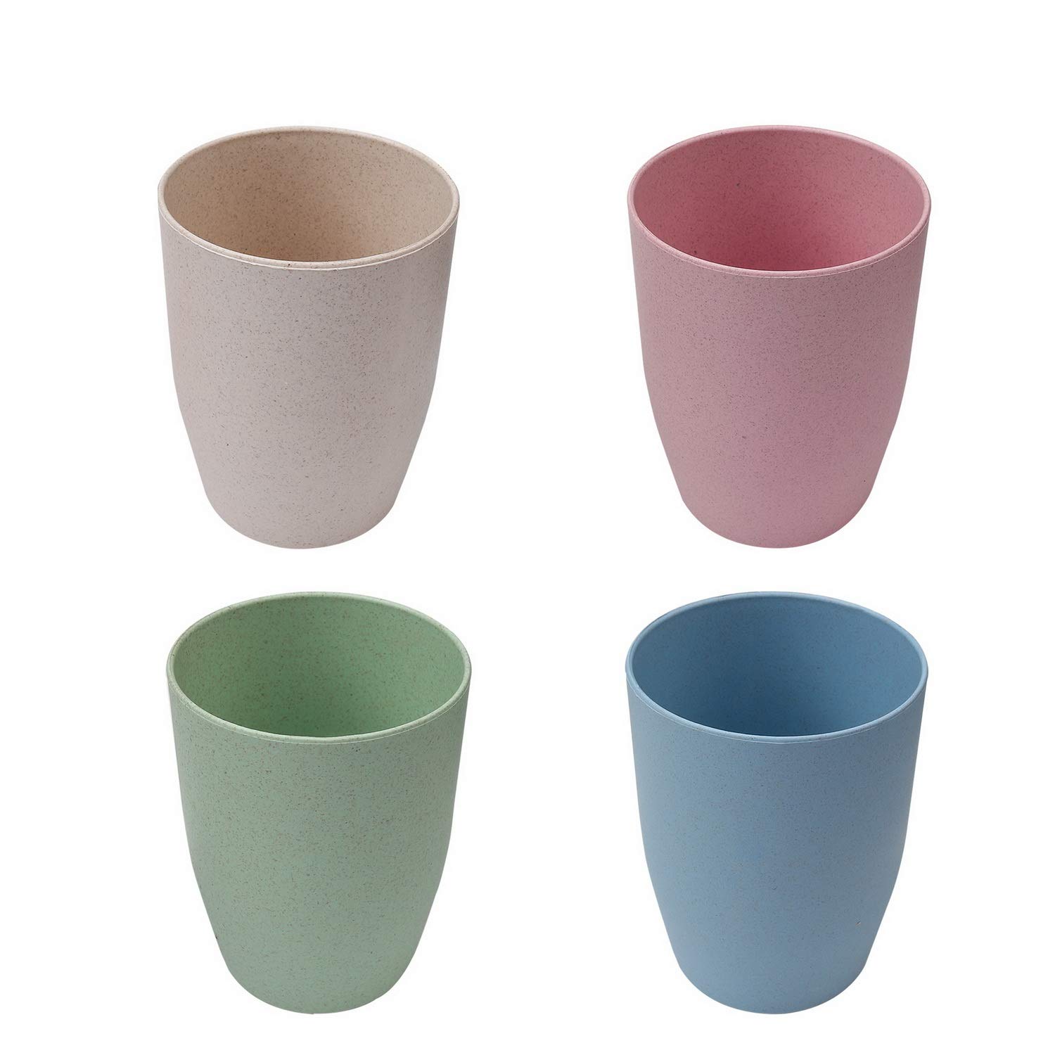 kuou 4 Pcs Unbreakable Reusable Wheat Straw Cup, Healthy Drinking Cup Multicolored Toothbrush Mug for Kids Adult,Dishwasher Safe(350ml)