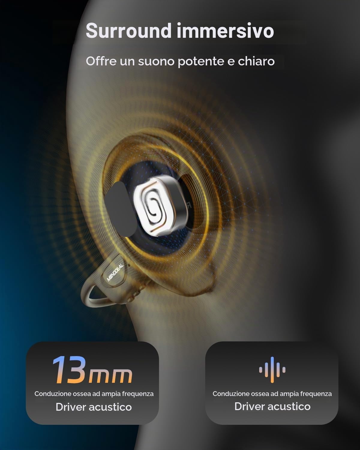 Cuffie Conduzione Ossea Bluetooth 6.0 per Corsa Fitness Ciclismo, IPX8, 25g | 25g Ultra-leggero e Materiale in silicone morbido per comfort, Impermeabile IPX8 per corsa, ciclismo e fitness, Non per nuoto