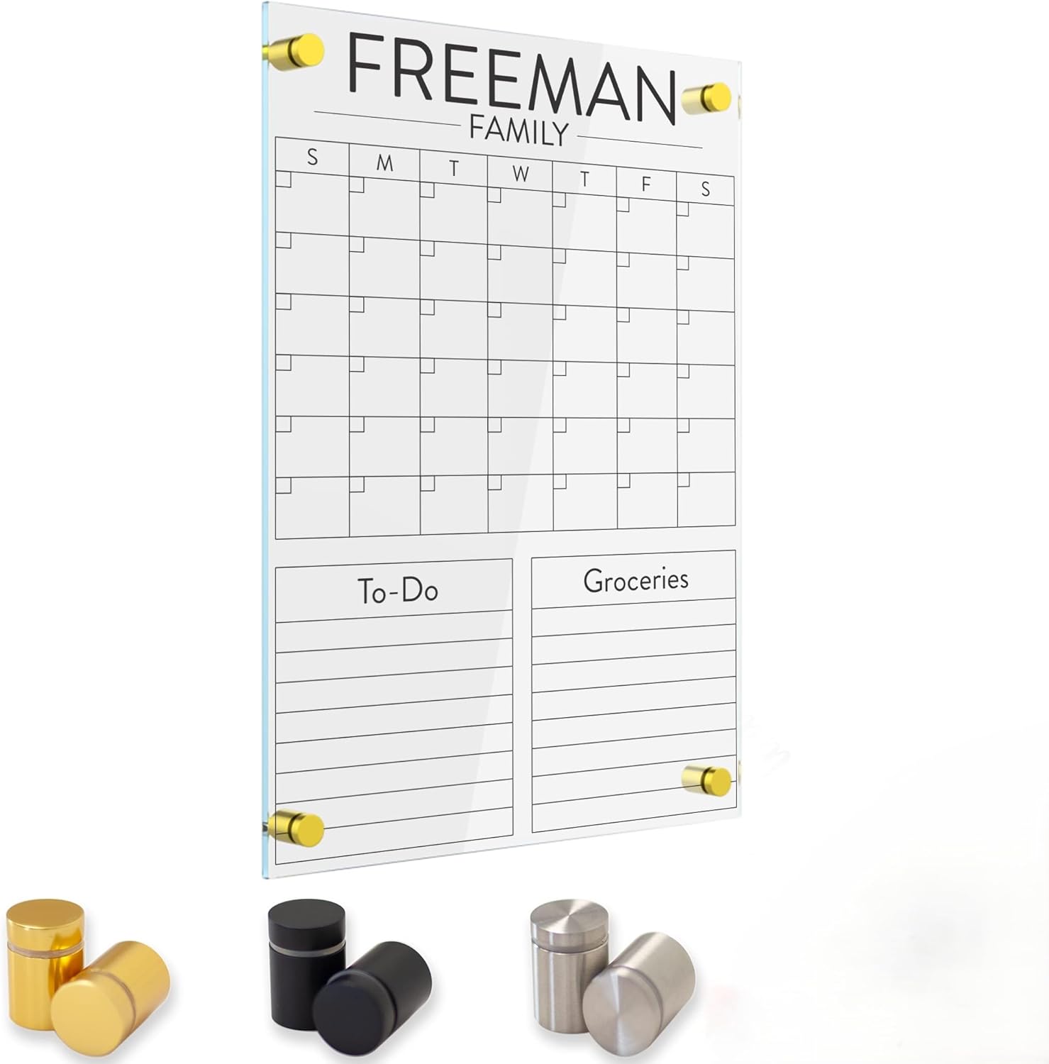 Personalized Acrylic Calendar for Wall - Ships Next Day, Made in America, Clear Dry Erase Planner for Home, Office, & Family, Glass Calendar Alternative, Easy to Clean (Clear, 16x20)