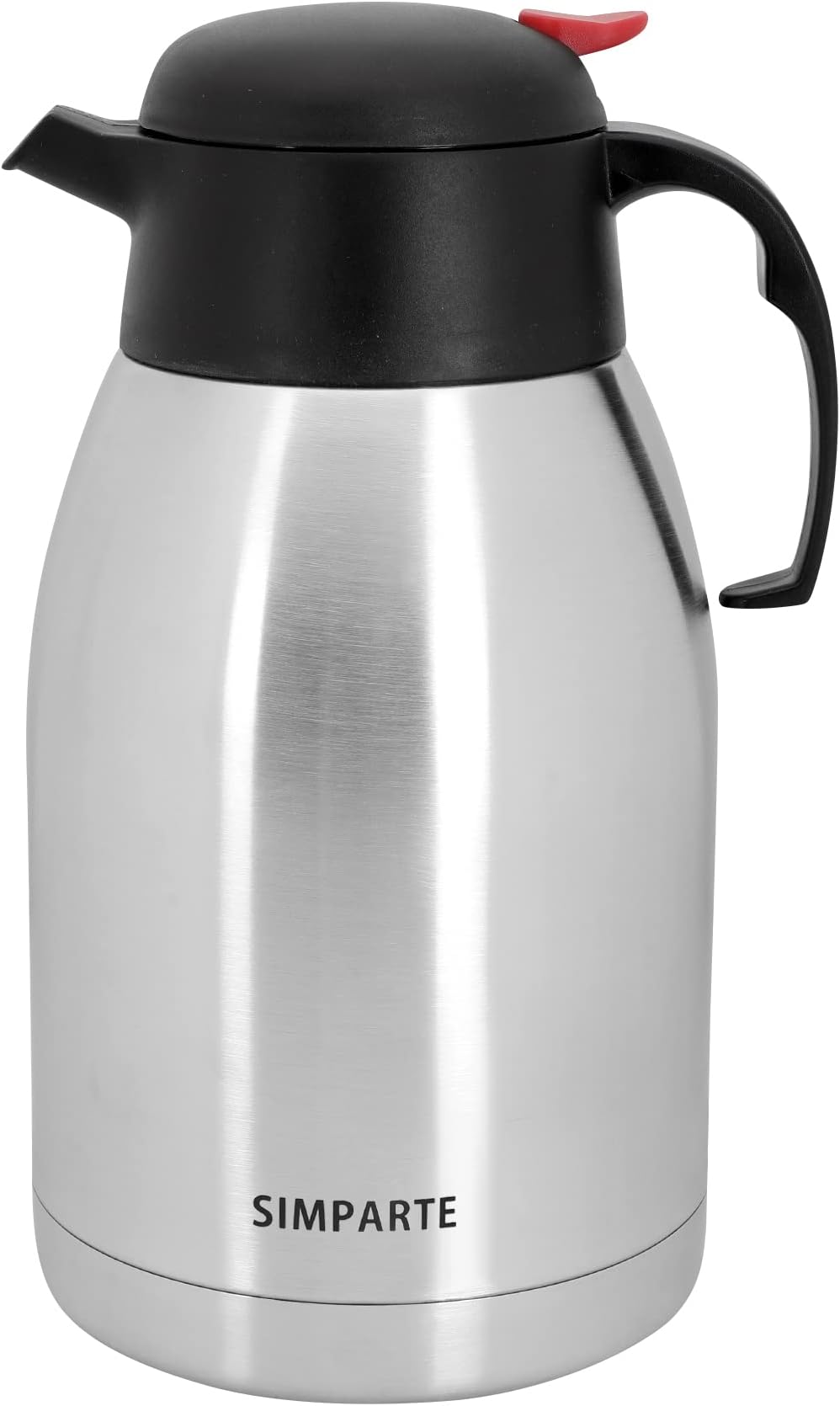 SIMPARTE Thermosteel Carafe Tea Coffee Thermos Flask with Handle and Lid Perfect Water Dispenser for Your Dining Table, Insulated Stainless Steel Jug with Flow-Control Lid (2000ml) Silver
