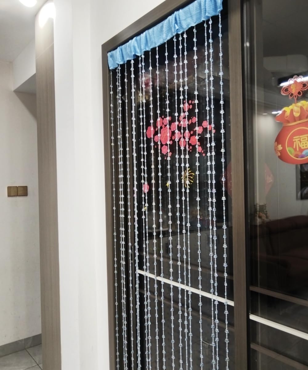 ave Split Perlenvorhang für Türen, Sterne, Acryl, hängende Türperlen, Fadenvorhänge, Quaste, Raumteiler, Bildschirm-Dekor für Tür, Fenster, Wohnzimmer, Hochzeit, 049 Stern (Blauer Stern)