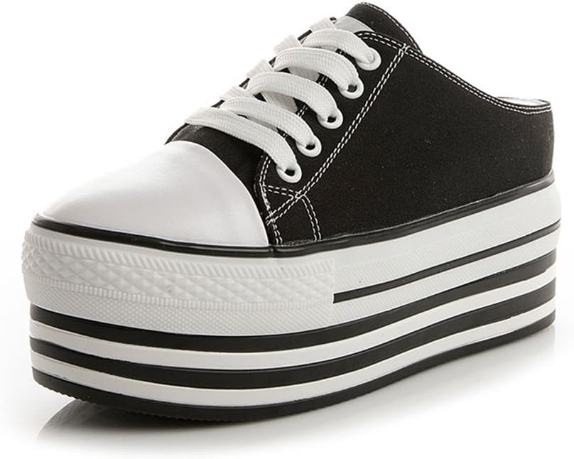 [スフォン] 軽量 厚底 かかとなしスニーカー レディース スリッポン かかと無しシュー ズ サボサンダル スリッパ キャンバス 靴