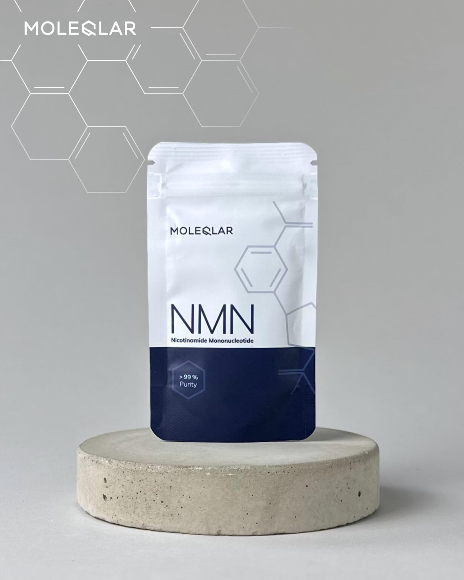 MoleQlar NMN in polvere 30 g di Uthever, integratore alimentare con mononucleotide di nicotinamide, polvere fine da miscelare o inserire in capsule, comoda per l’uso quotidiano e l’apporto integrativo