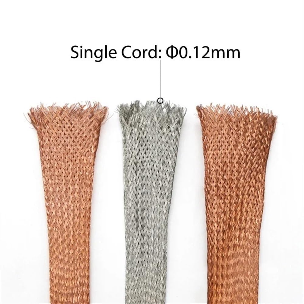 Manicotto intrecciato in rame da 1/5 m, guaina espandibile in metallo stagnato per cavo di segnale, 2-28 mm, schermatura EMI (oro, 16 mm x 1 m)