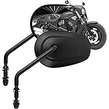 Black Tapered Motorcycle Handlebar Mirrors - Long Stem 8mm Motorcycle Rearview Side Mirrors Compatible with Harley Road King,V-ROD, Sportster, Dyna, Softail, Street Electra Road Glide 1982-2025