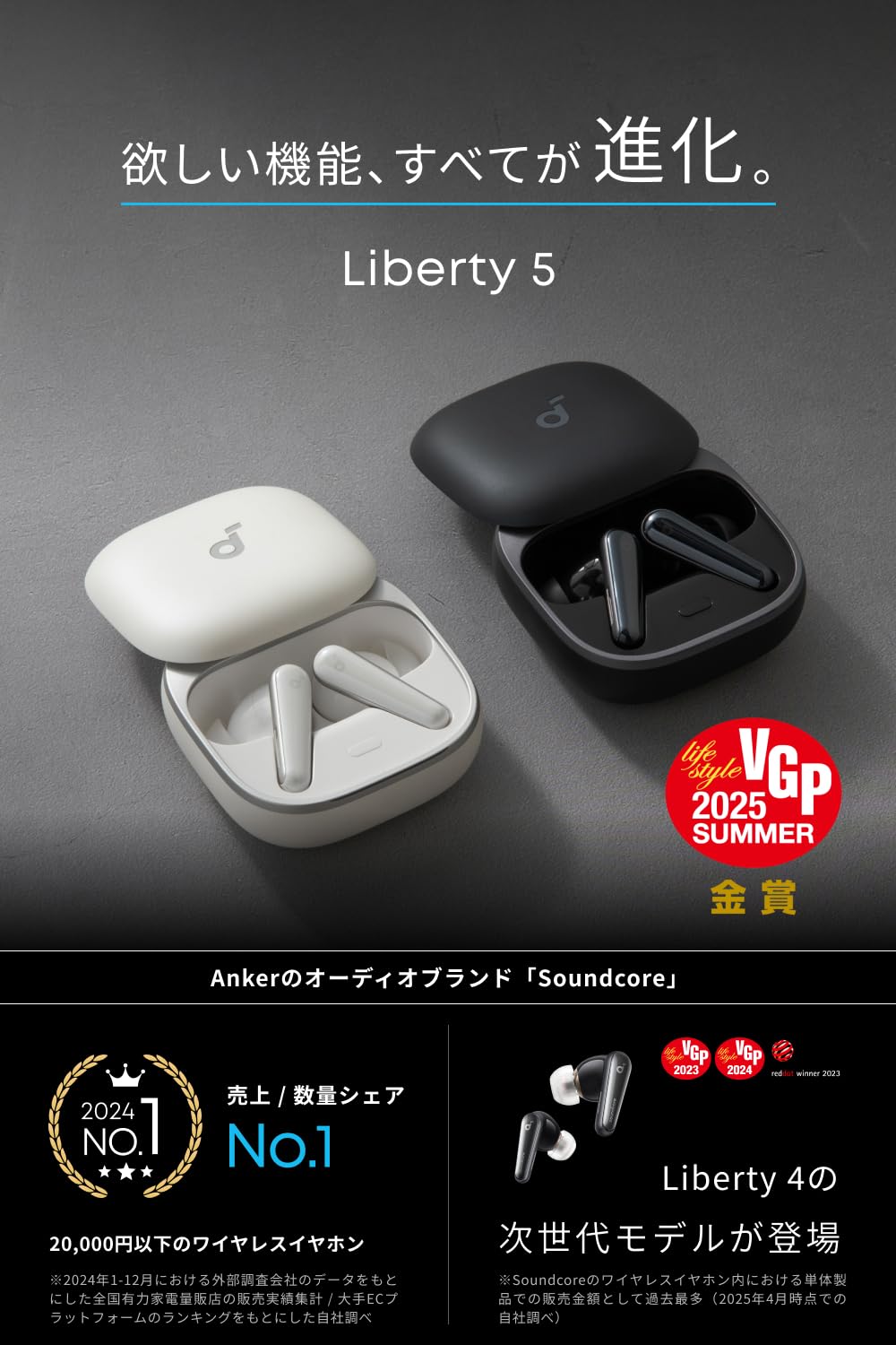 Amazon | Anker Soundcore Liberty 5（Bluetooth 5.4）【完全