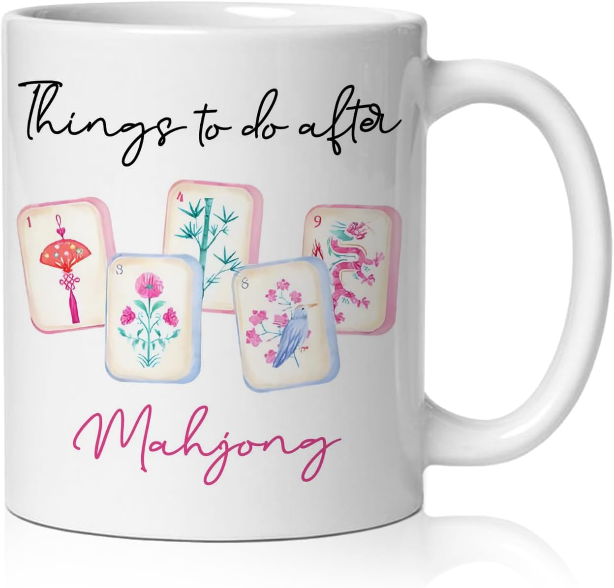 Mahjong Lover Gifts Mug, Mah Jong Accessories Coffee Cup Ceramic, Gift for Mah Jong Players Lovers, Mahjong Tiles Ceramic Coffee Tea Mug 11 oz