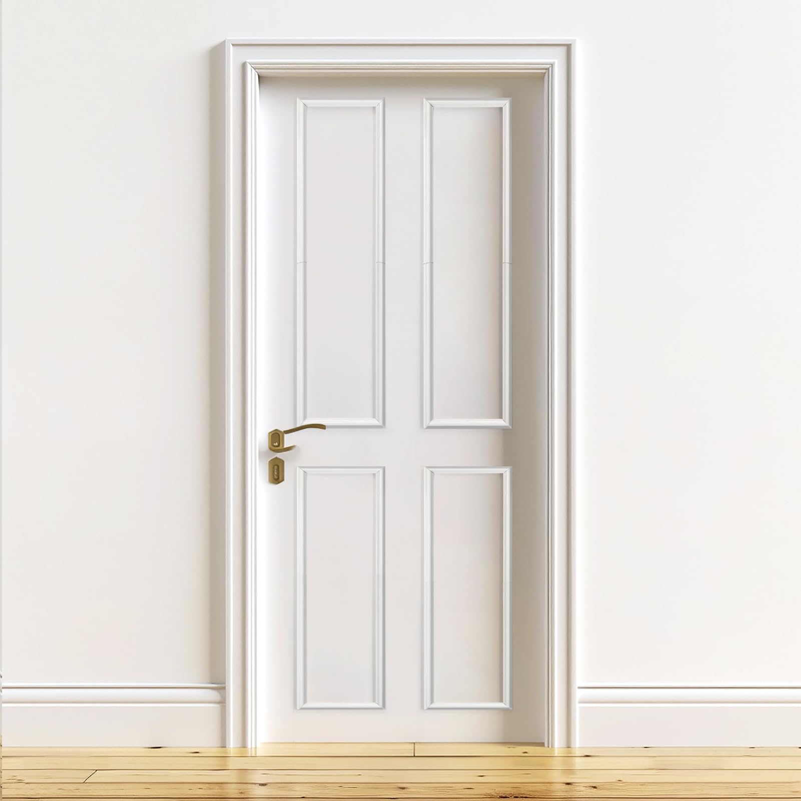 Photo 1 of 1 Set Peel and Stick Door Moulding Kit 3-Layer Premade Door Panels Molding Trim Self Adhesive 3D Trim for Mirror Window Frame Decor(Top 9"x34.6"*2, Bottom 9" X 25.4"*2)