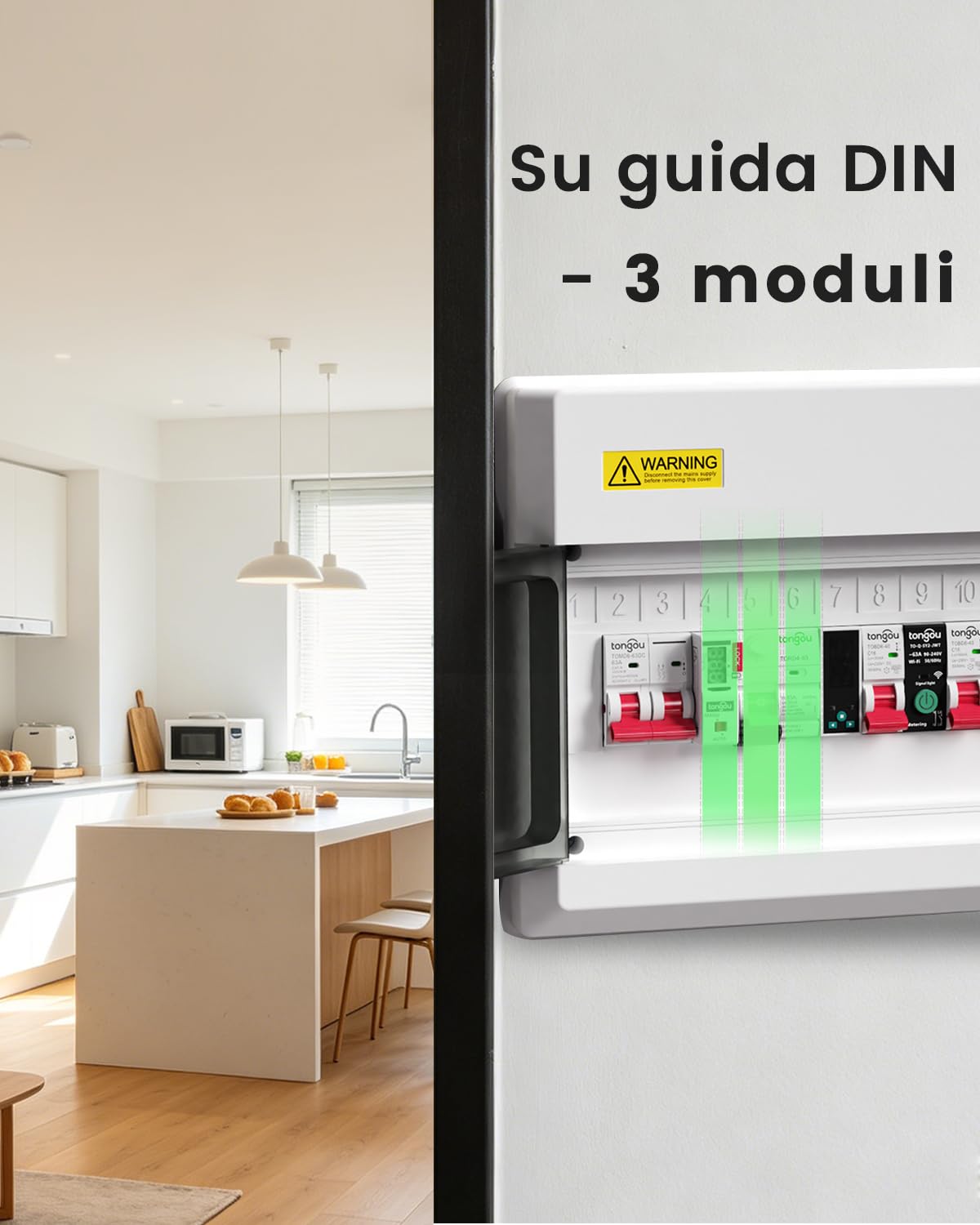 TONGOU Salvavita a Riarmo Automatico Tipo A 30mA con Display Digitali a Conto alla Rovescia - Interruttore Differenziale Riarmo Automatico 40A 230V - 3 Moduli