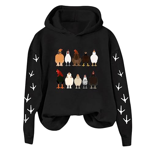 Chicken Sweatshirts for Women Thanksgiving Hoodies Cute Farm Chicks Sweatshirt