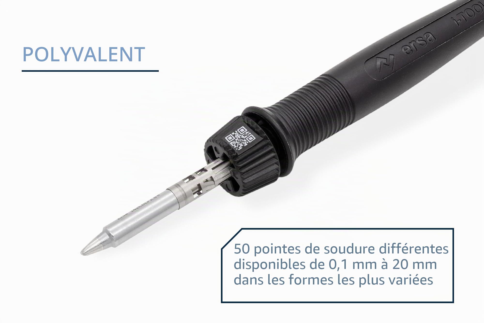 ERSA i-CON PICO MK2 Station de soudage numérique 80 W 150-450 °C avec fer à souder i-TOOL PICO MK2 léger et ergonomique avec changement TIP`N TURN + Panne à souder de 1,6 mm avec veille automatique