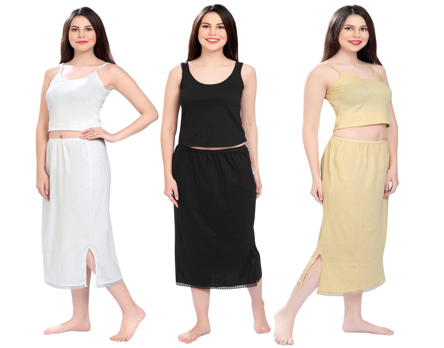 mybody Maxi Cotton Rich Regular Under Skirt Slip for Women - Ankle Length Petticoat(Pack of 3)-picture-48