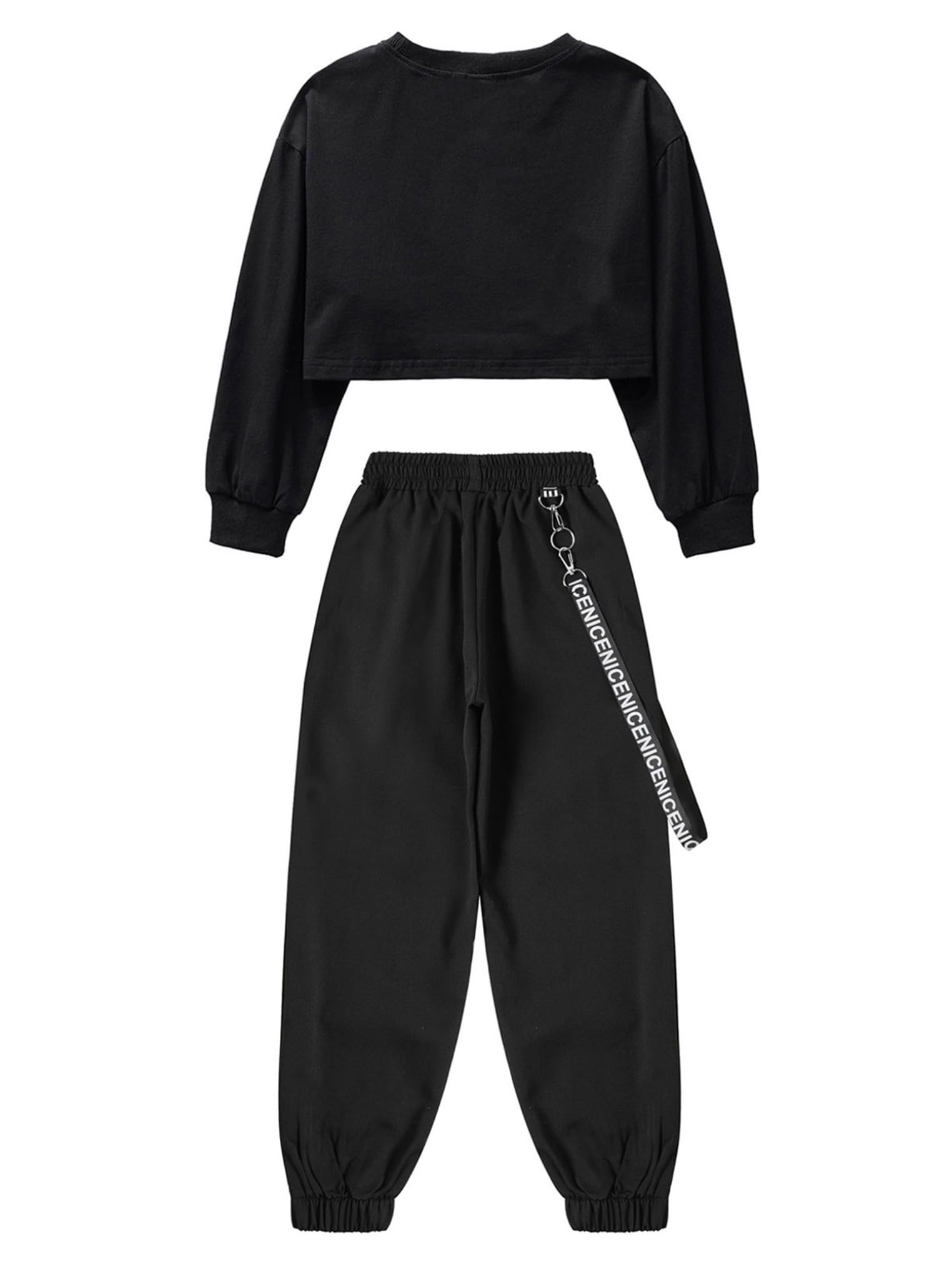 Dziecięcy zestaw odzieży sportowej Crop Top ze spodniami cargo, dres treningowy, jazz, joga, hip hop, zestaw do tańca, zestaw odzieży