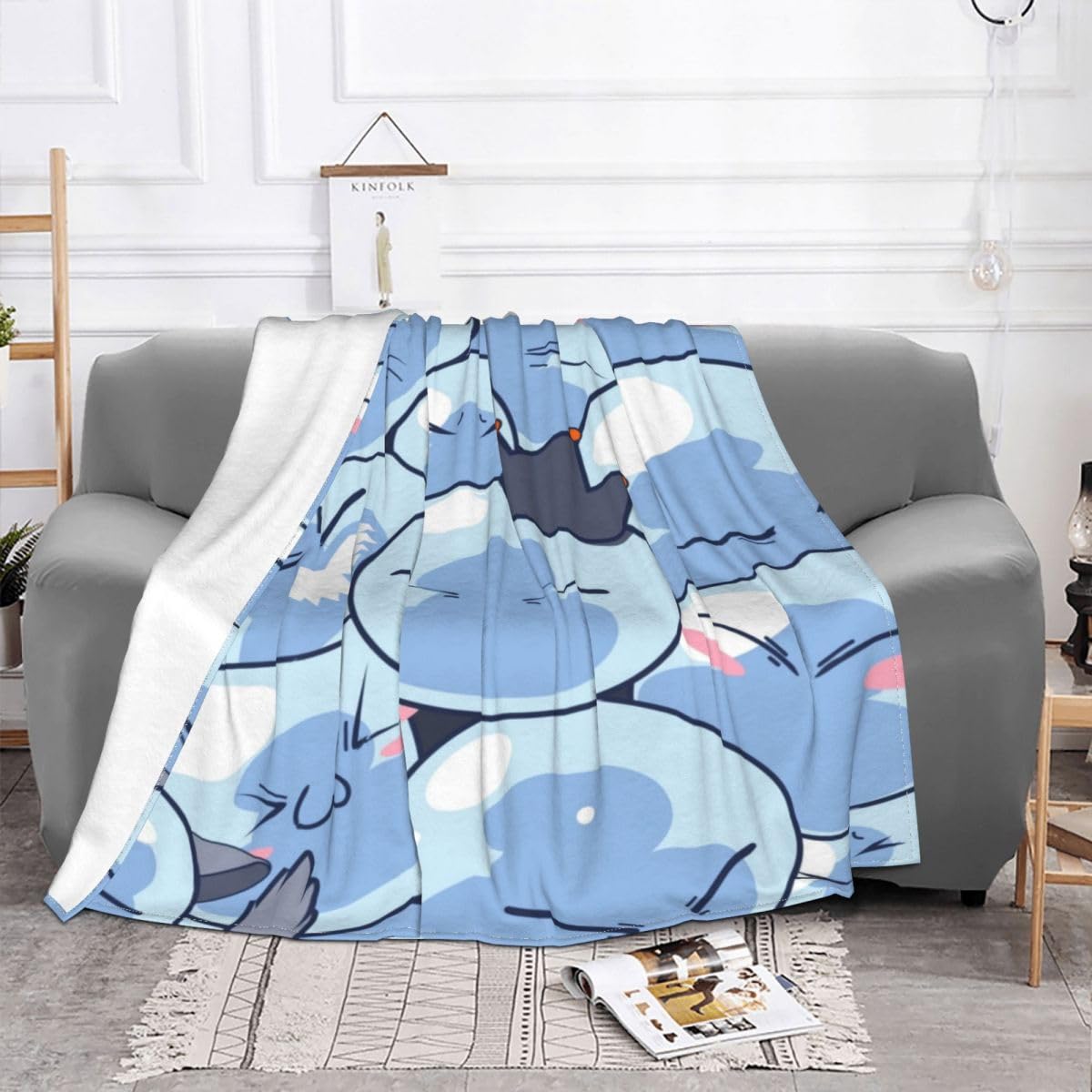 Rimuru Tempest Pattern That Time I Got Reincarnated As A Slime New Flannel Plush Throw Sofa Blankets Bed Fit Couch Living Room Blanket 40x50 Inch