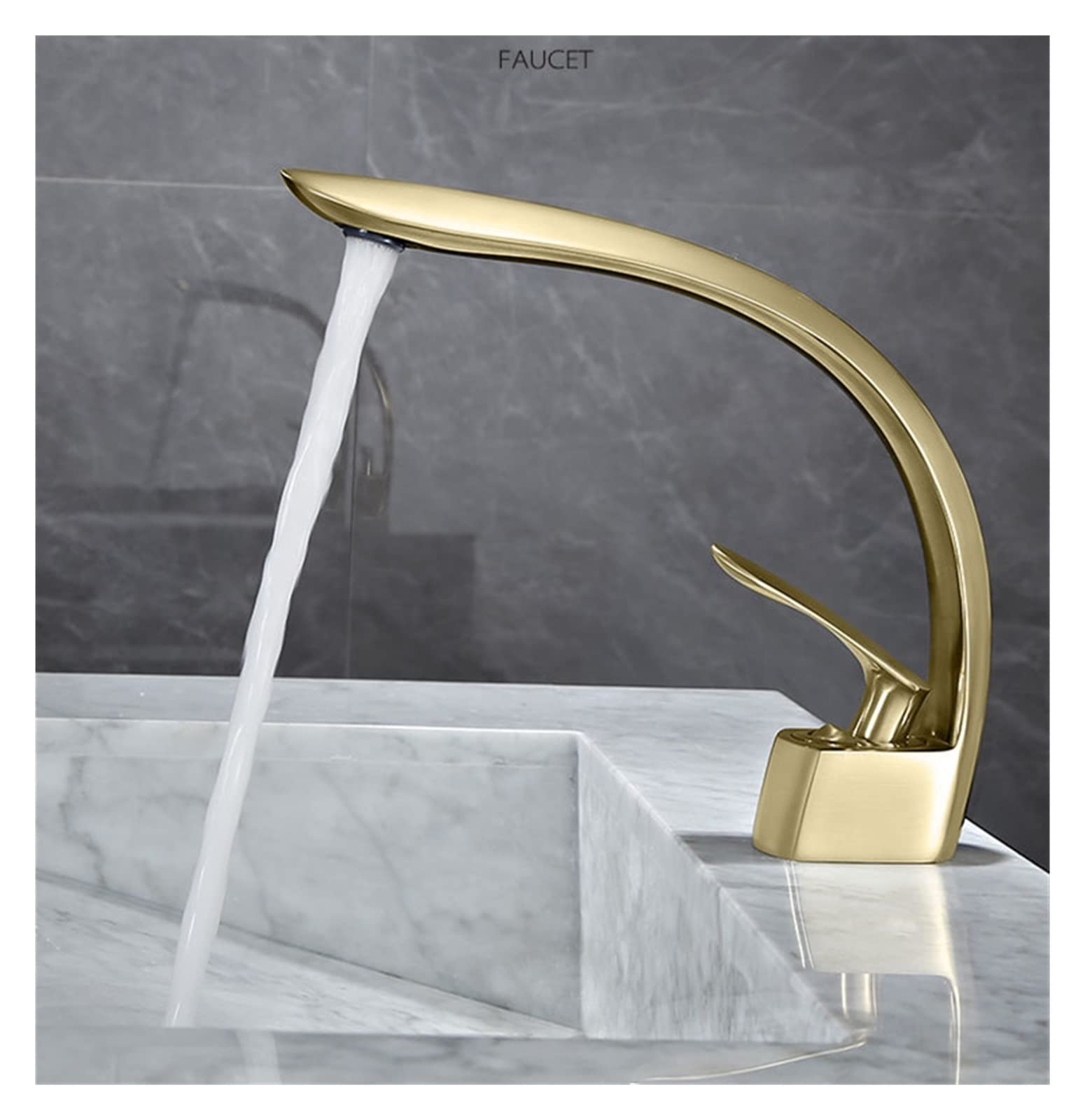 Mitigeur eau chaude froide luxe en laiton robuste finition or brossé satiné
