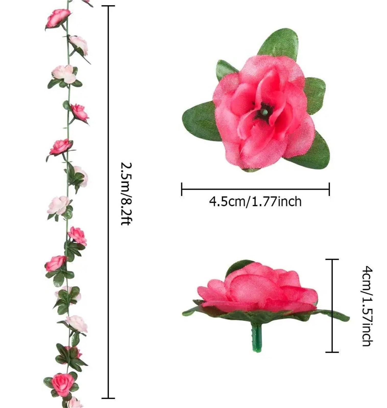 Künstliche Rosenranke 2,5 m lange Blumengirlande, künstliche Rosenrebe | Künstliche Blumen for Aufhängen, Efeu-Körbe, Hochzeitsbogen, Garten-Hintergrunddekoration(Rose Vine Orange,5pcs)