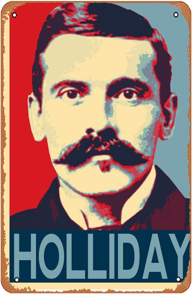 Vintage Tin Sign Doc Holliday Cowboy Illustration Musical